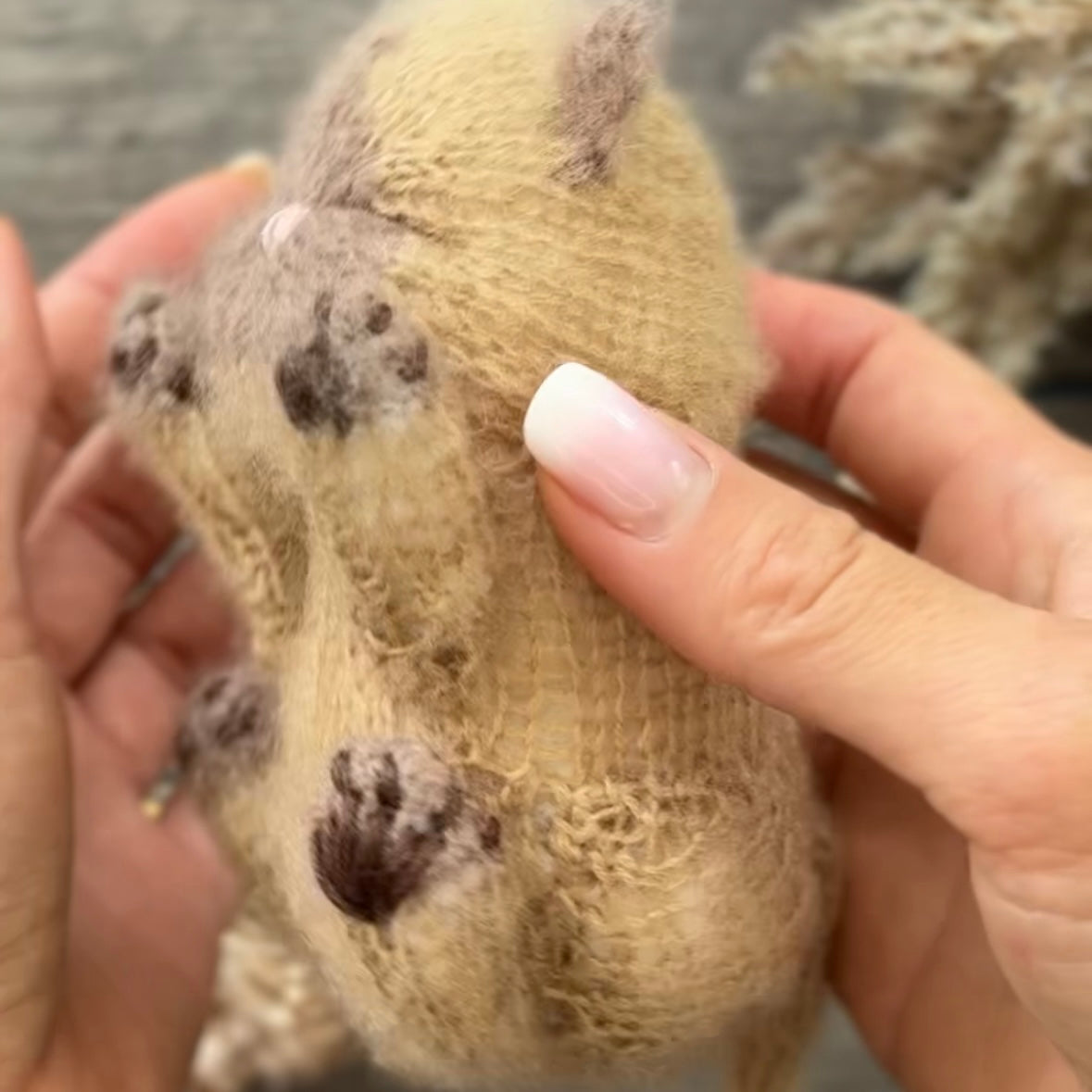 Handmade Brown Siamese Knitted Sleeping Kitty Toy 🐾