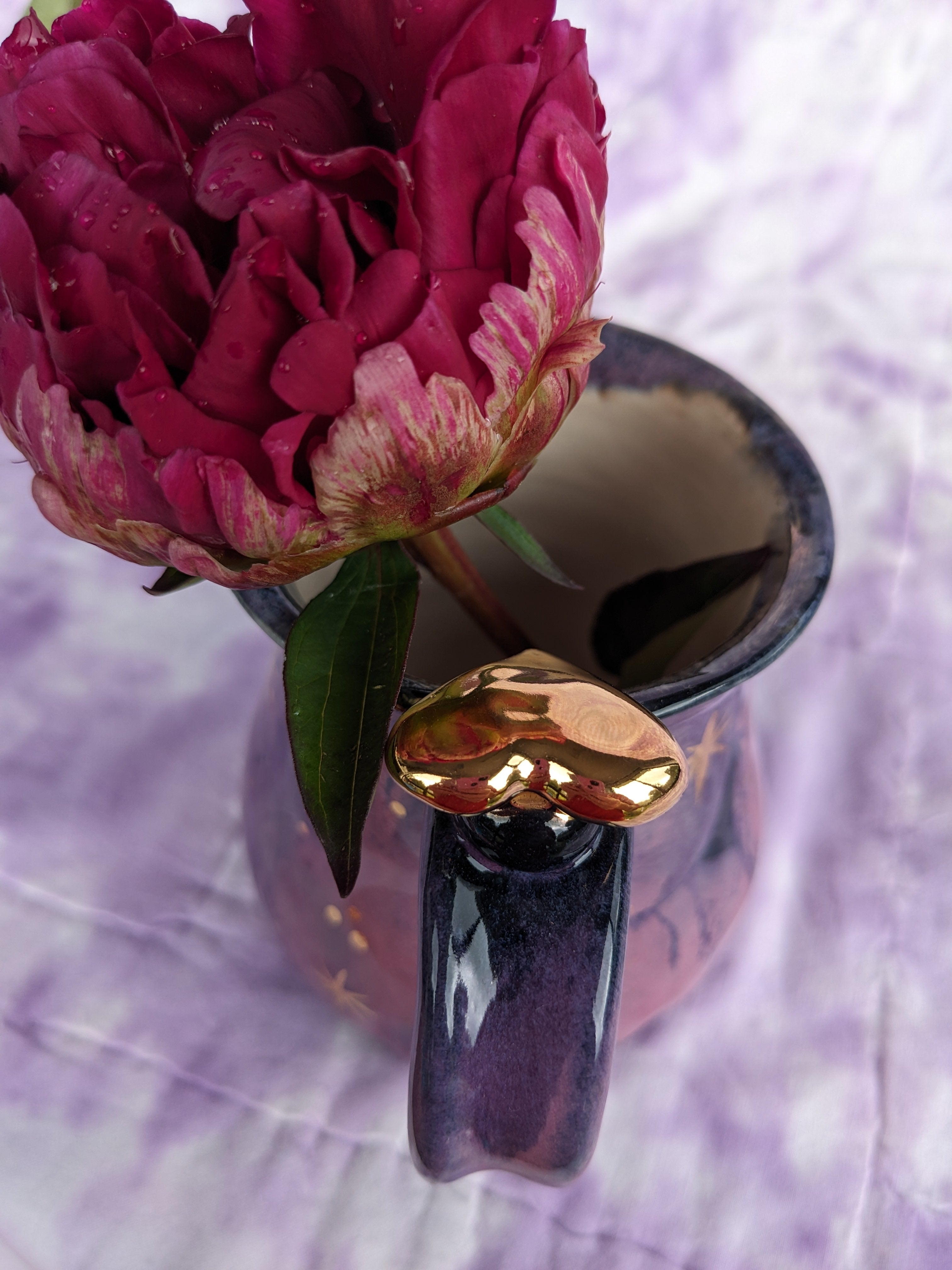 Blush Galaxy Mug. Bespoke, handled, heart, ceramic mug.