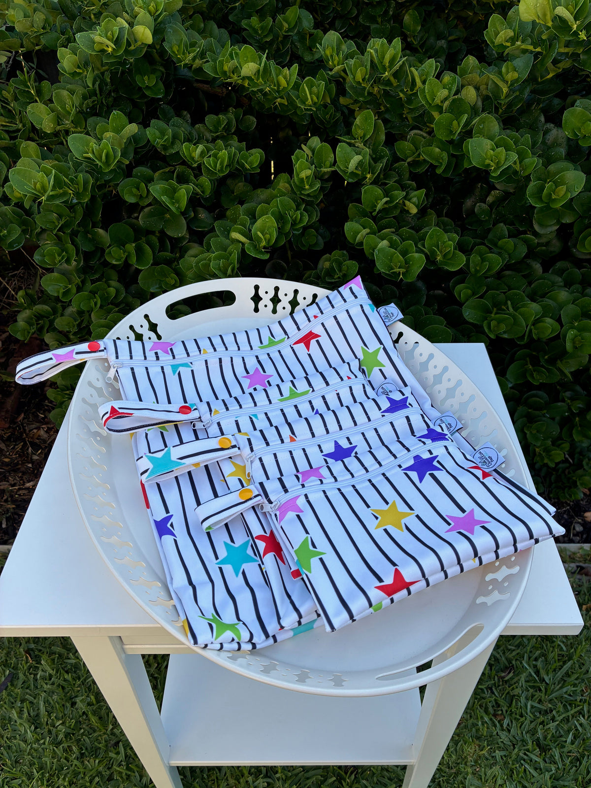 READY MADE Water-resistant wet bags - Starlit Stripes (Creative Monsoon) | Ready to ship | FREE Postage