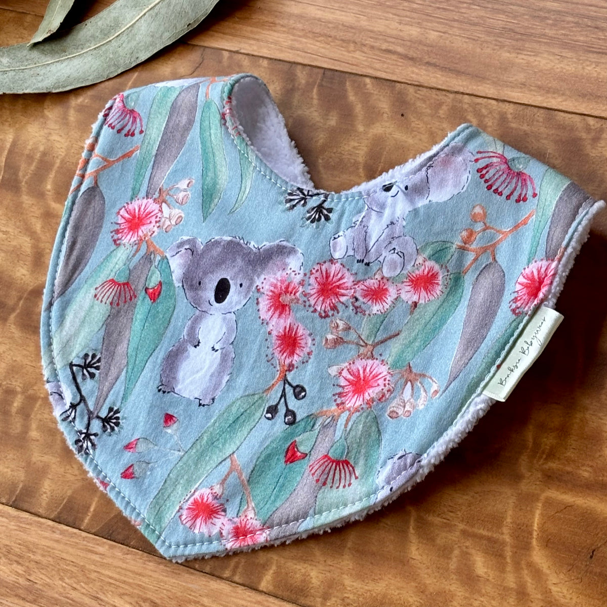 Baby Bib and Burp Cloth Set | Gumleaf Koalas | Ready to Ship