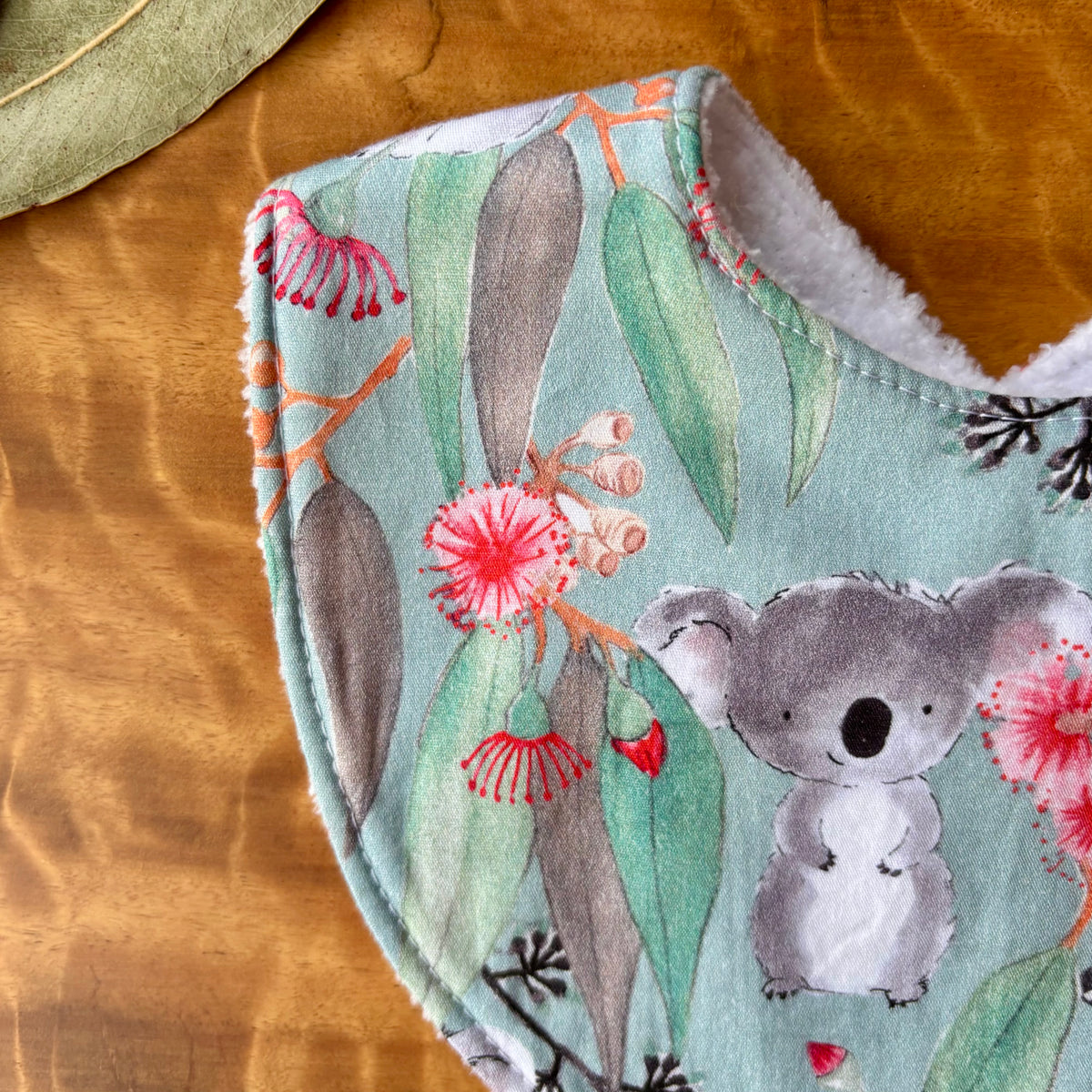 Baby Bib and Burp Cloth Set | Gumleaf Koalas | Ready to Ship