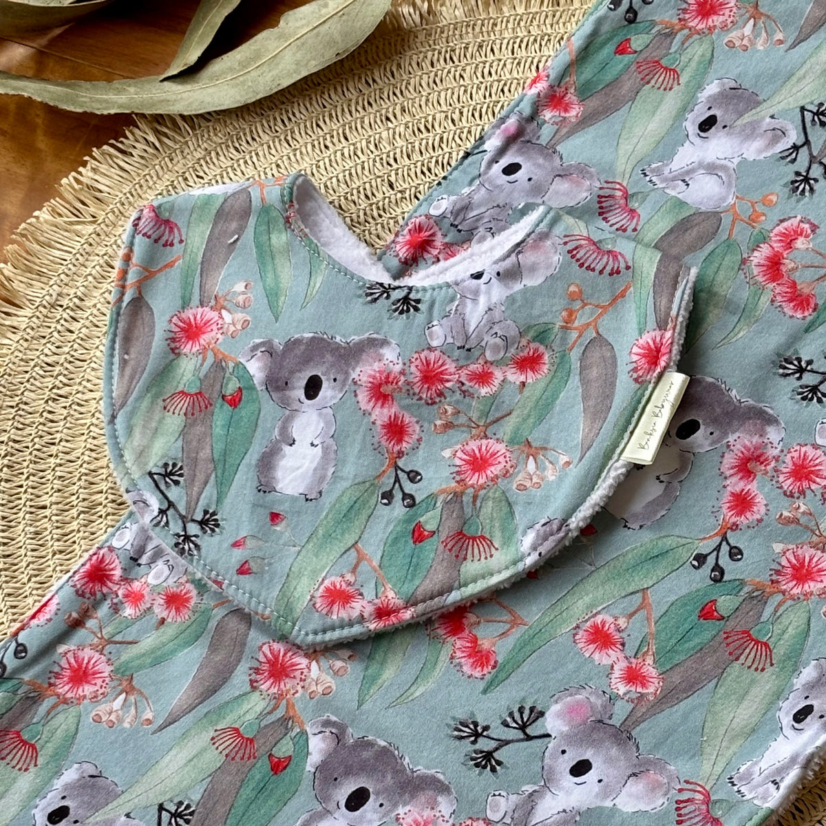Baby Bib and Burp Cloth Set | Gumleaf Koalas | Ready to Ship