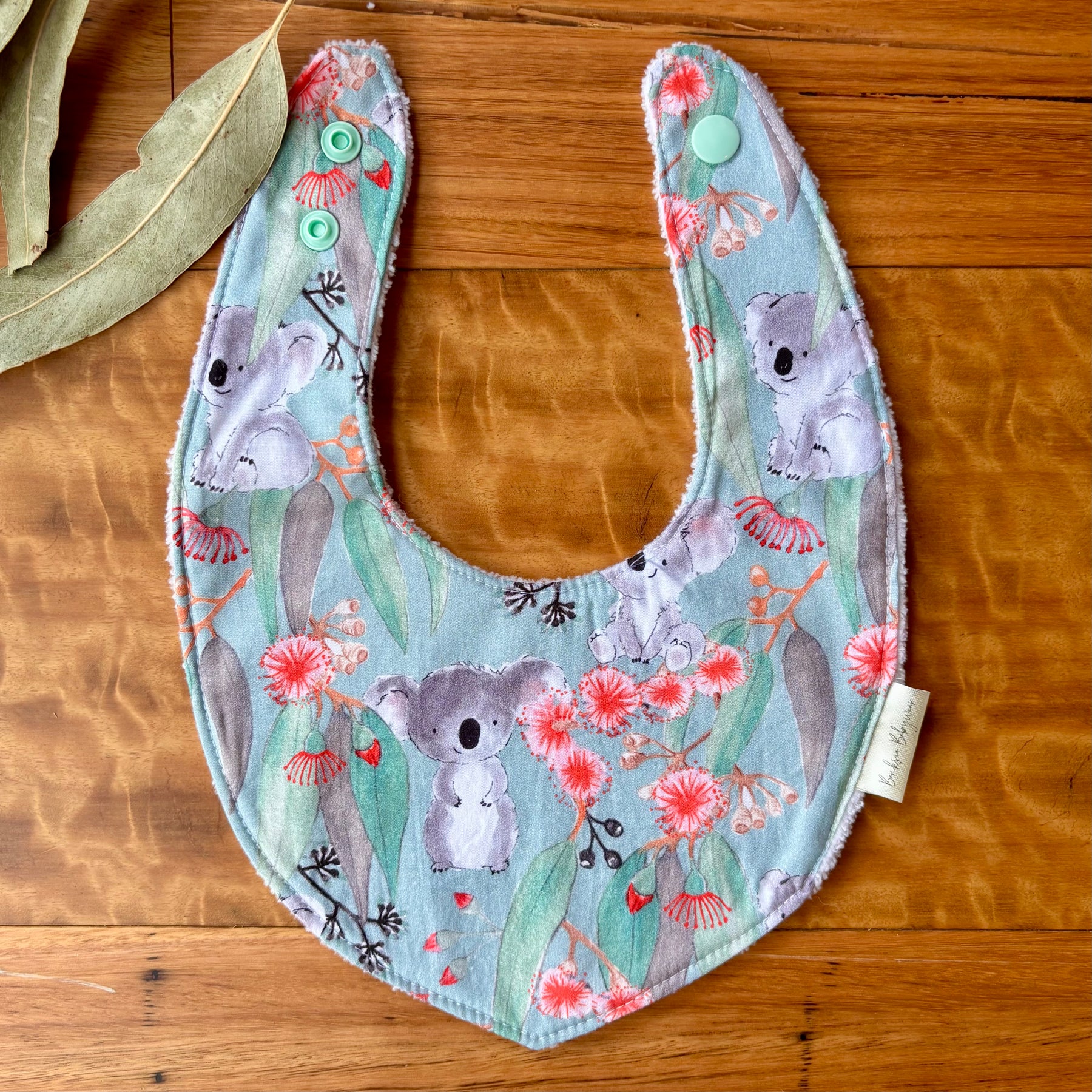 Baby Bib and Burp Cloth Set | Gumleaf Koalas | Ready to Ship