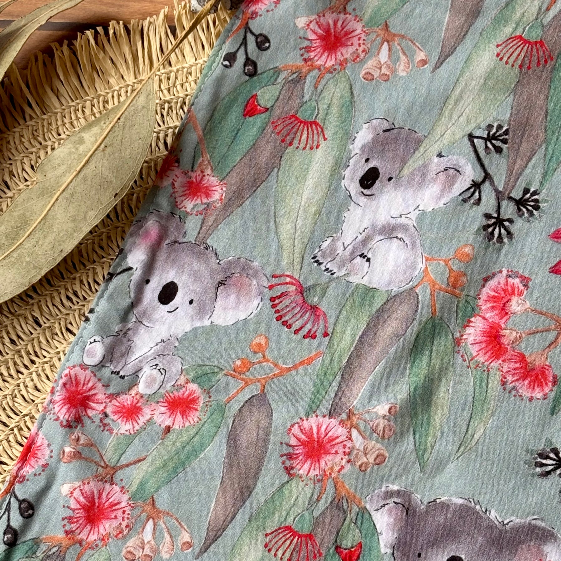 Baby Bib and Burp Cloth Set | Gumleaf Koalas | Ready to Ship