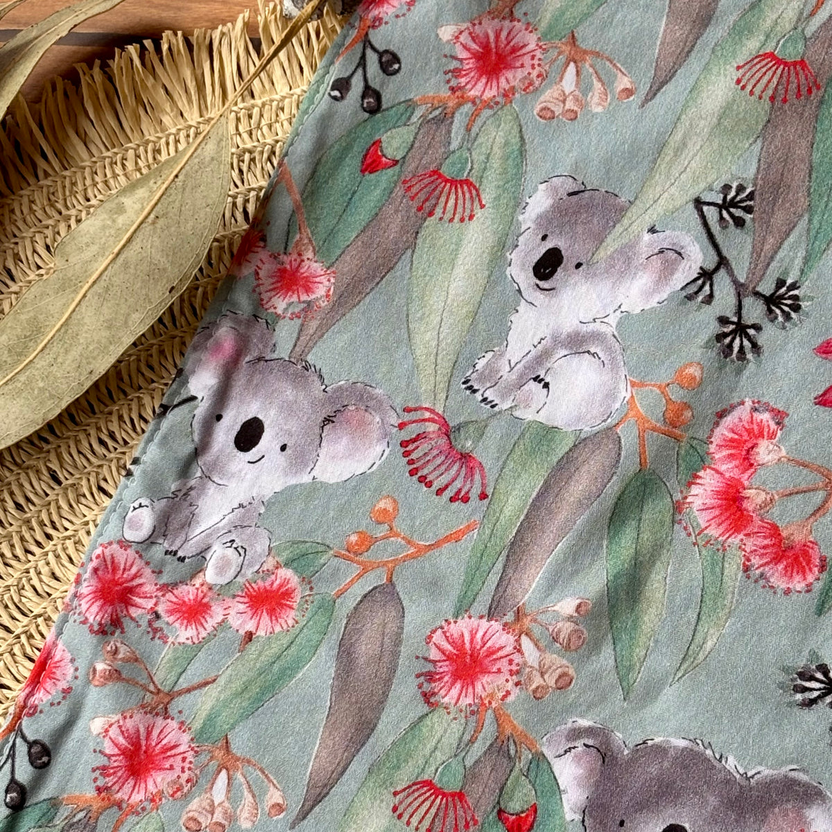 Baby Bib and Burp Cloth Set | Gumleaf Koalas | Ready to Ship