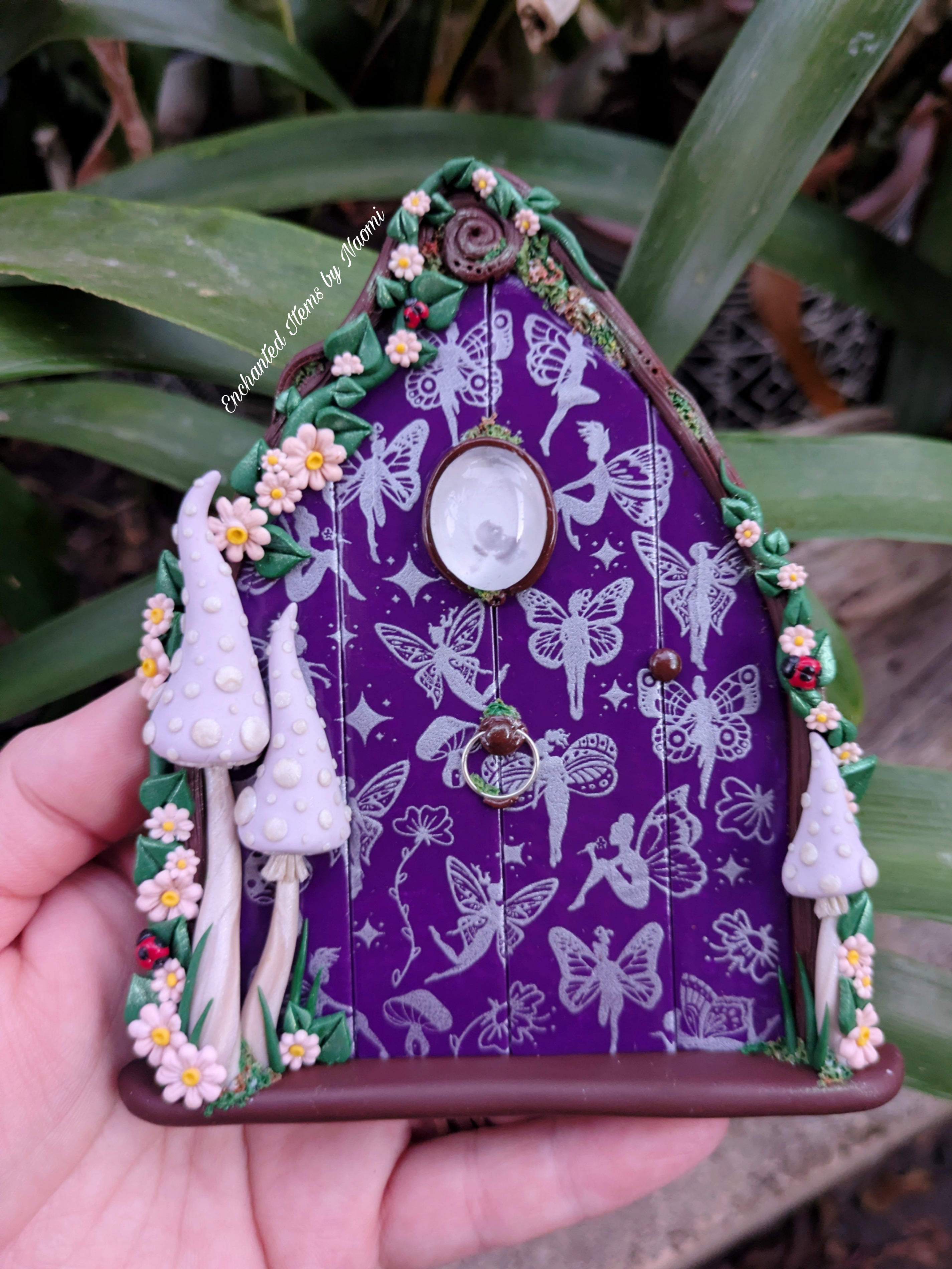 Pretty patterned Fairy Doors - available in Pink or Purple
