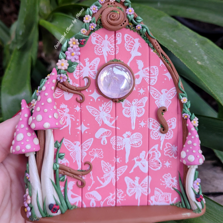 Pretty patterned Fairy Doors - available in Pink or Purple