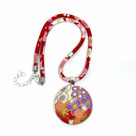 Kimono Pendant Necklace - Pink and Purple