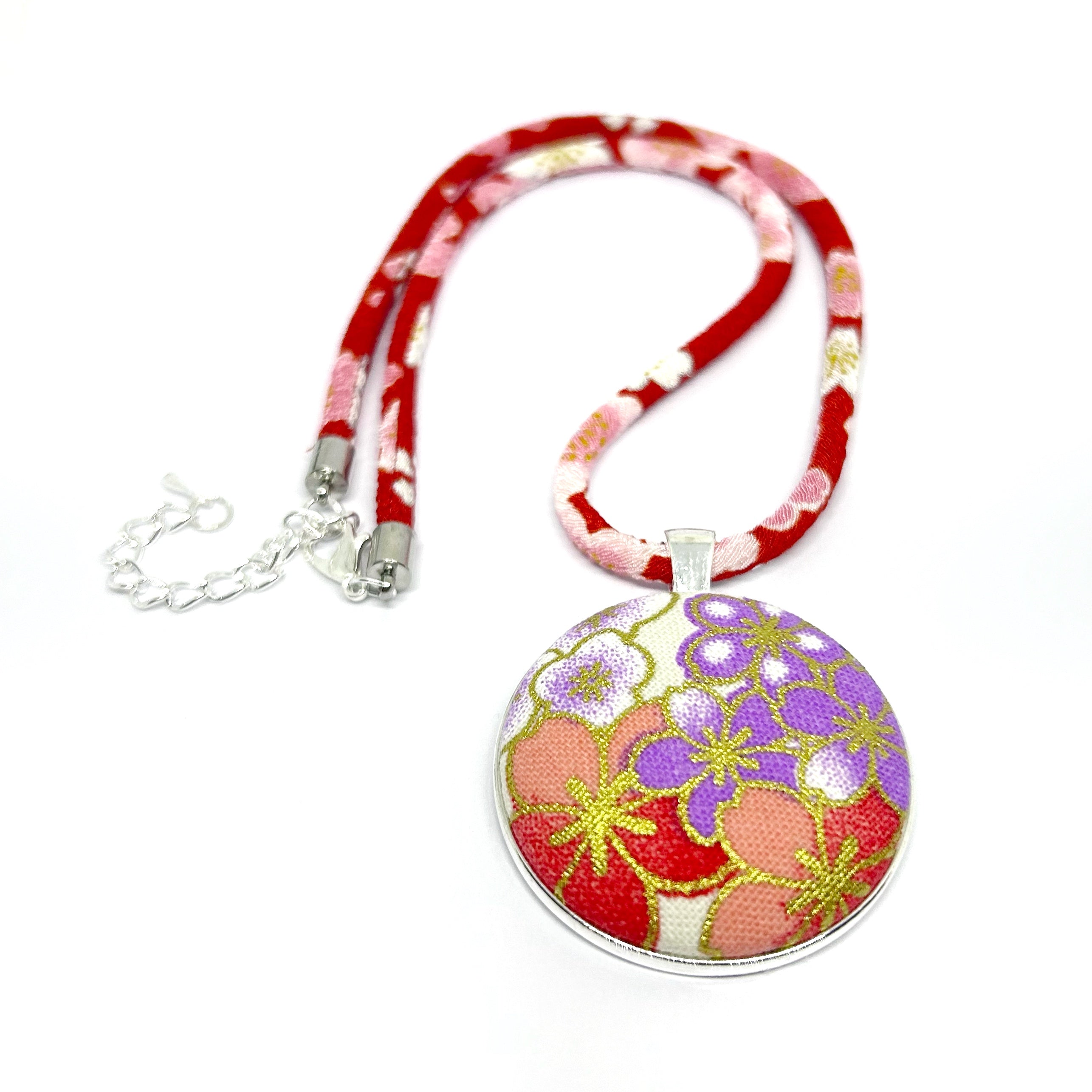 Kimono Pendant Necklace - Pink and Purple