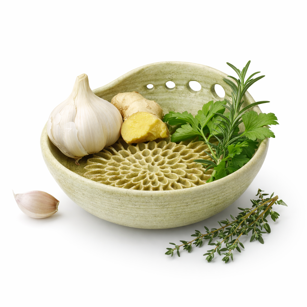 Ceramic Garlic/Ginger Grater and Herb Stripper - Hand Made Ceramic