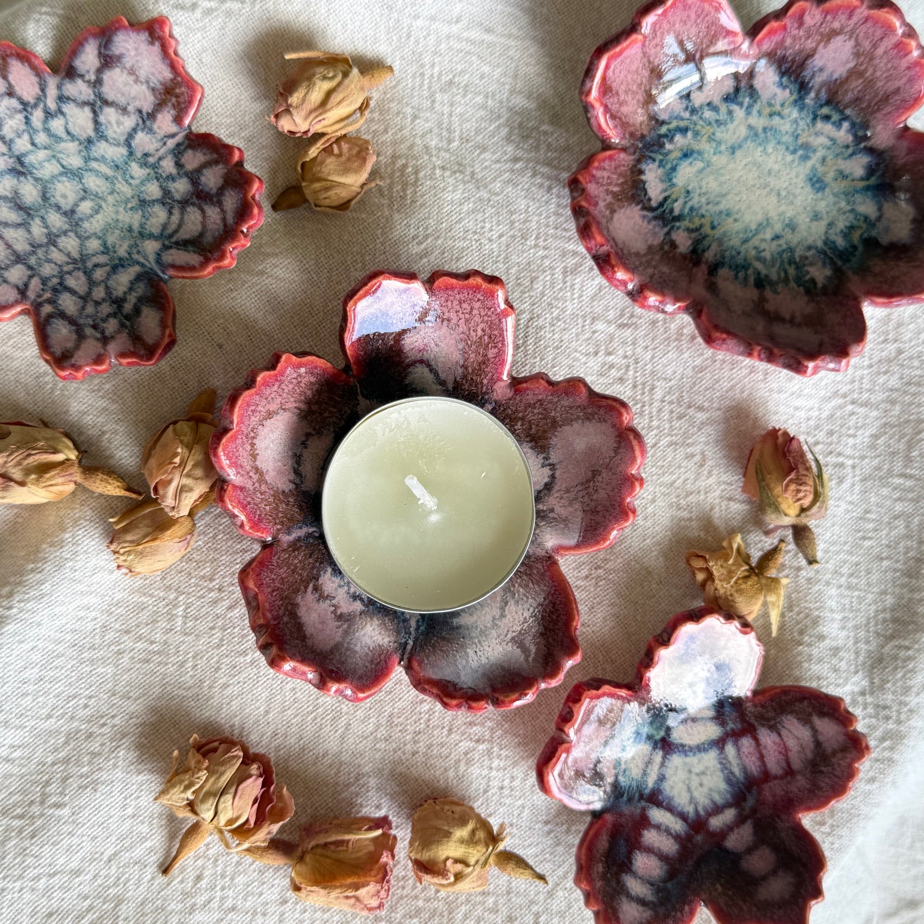 Porcelain Petal Dish | Tea Light Holder or Trinket Dish | Ceramic