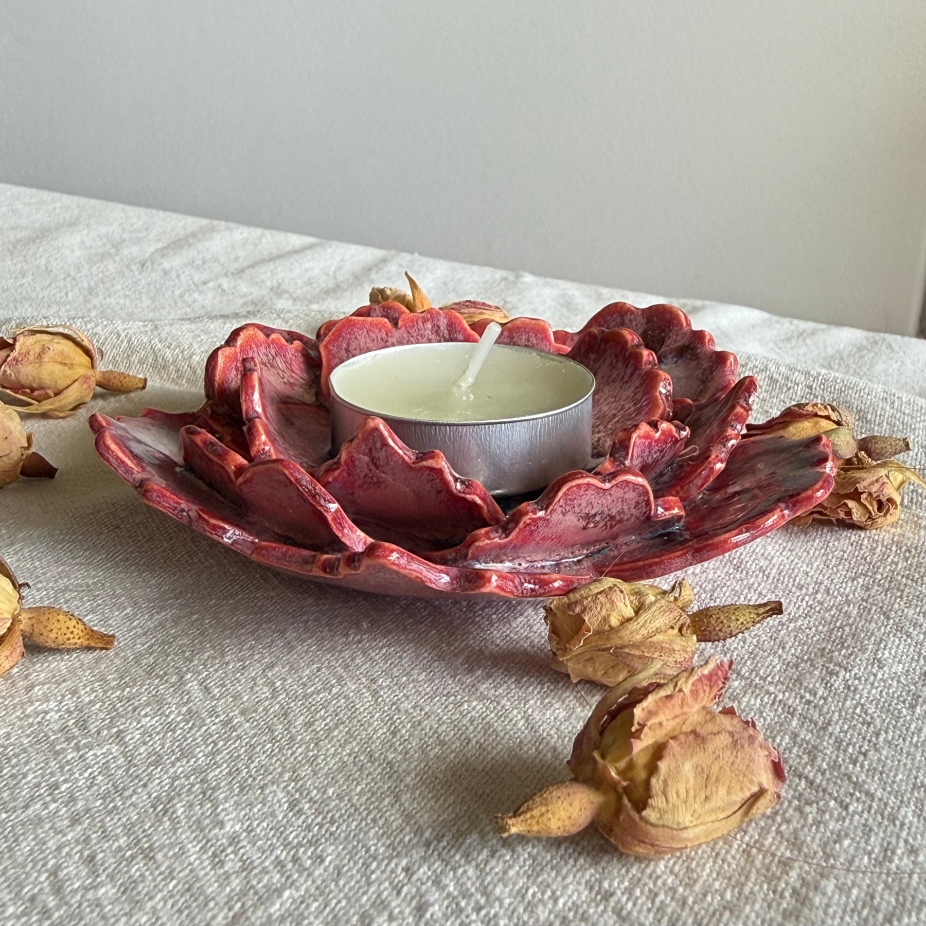 Porcelain Petal Dish | Tea Light Holder or Trinket Dish | Ceramic