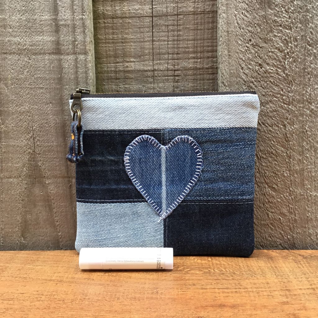 Upcycled Denim Purse – Blue Denim Heart
