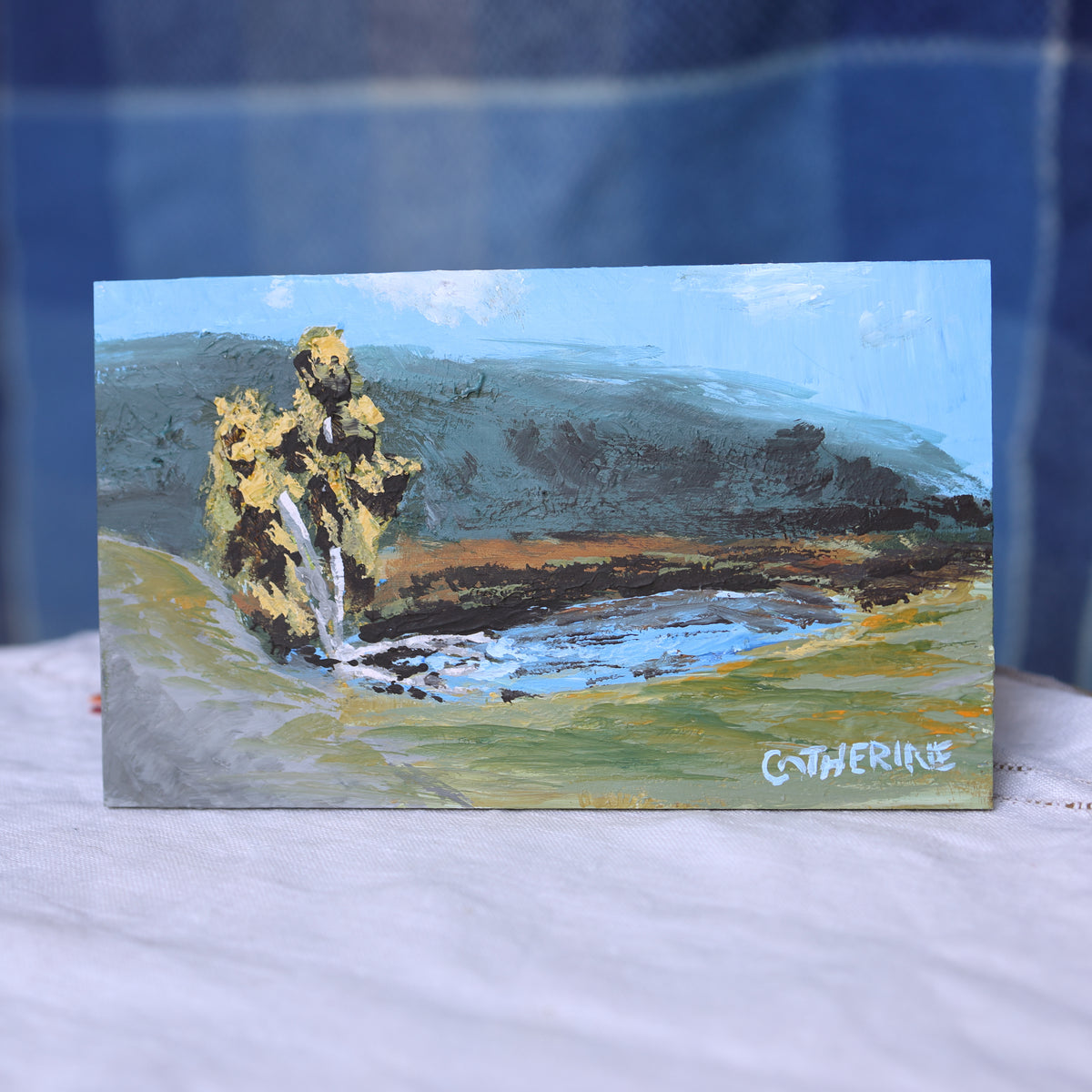Original Art - Tree at Churchman Brook Dam - Tiny Painting