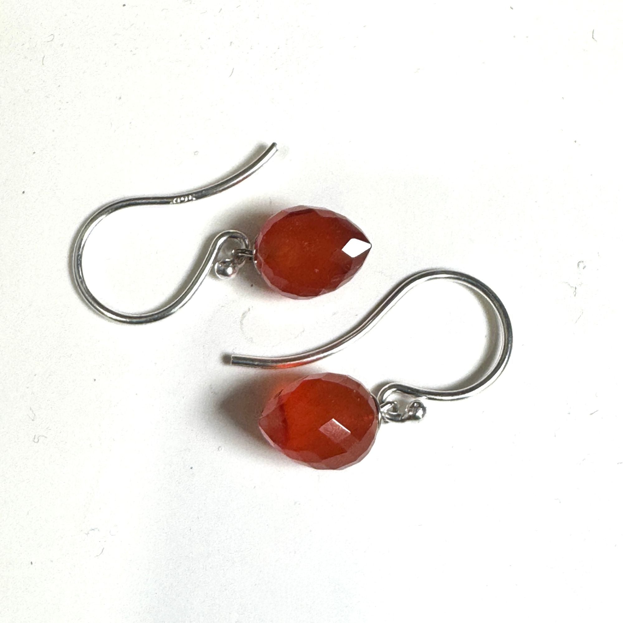 Carnelian drop sterling silver earrings