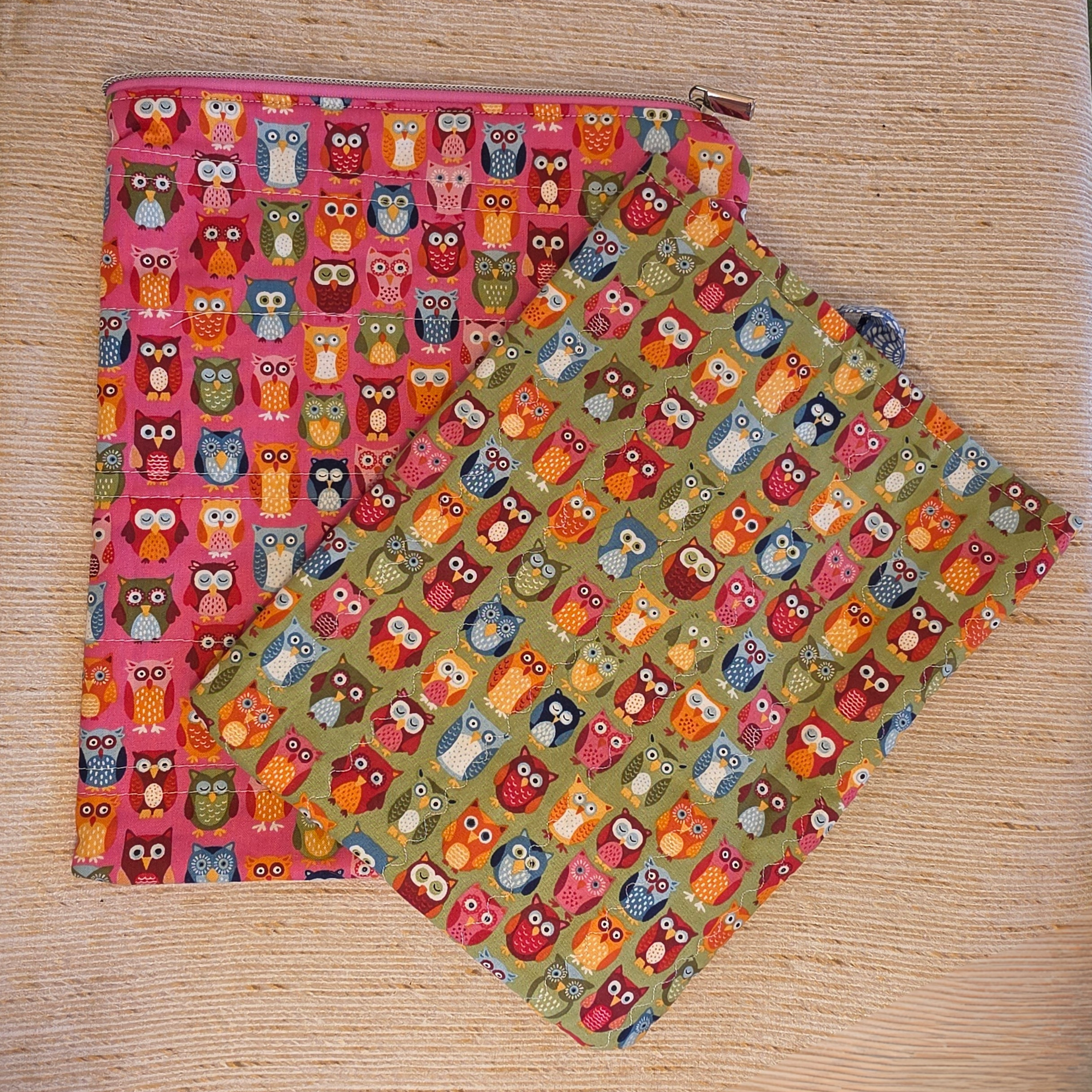 Bird designs - book or 11" tablet sleeve, handmade with zip or tie closure