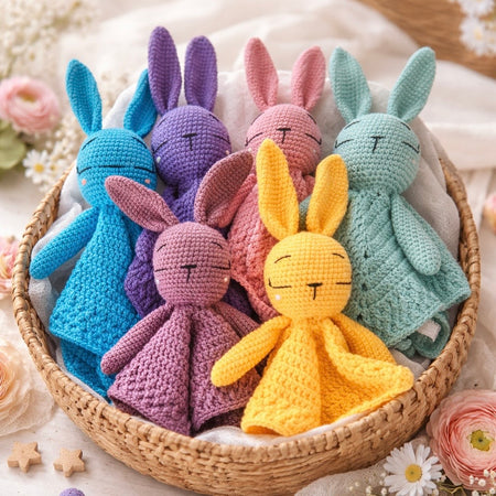 Handmade | Crochet | Bunny | Security Blanket | Comforter | Lovey