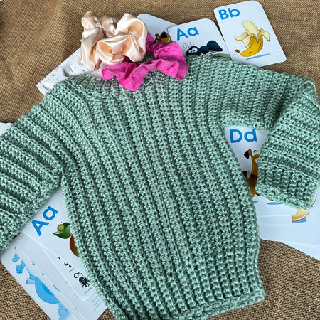 Handmade crochet toddler jumper | super soft |green | 2 year old