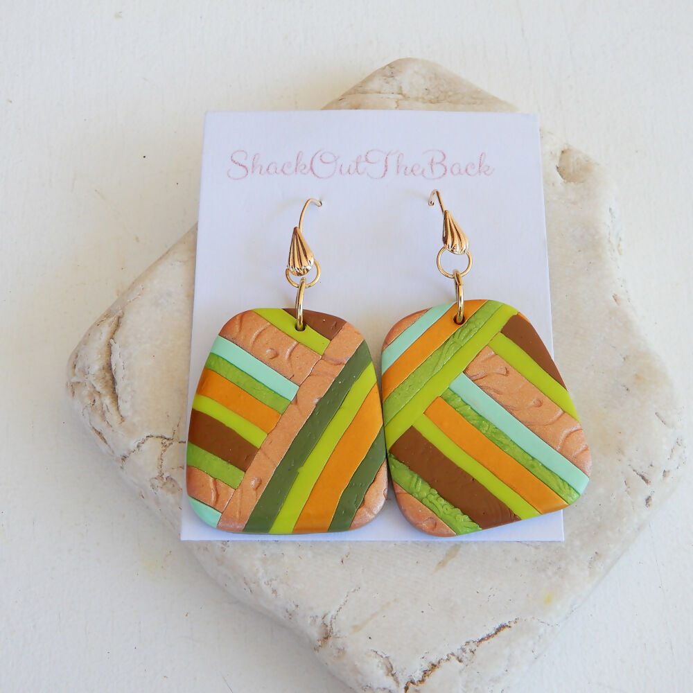 Striped Polymer Clay Earrings "Avenue"