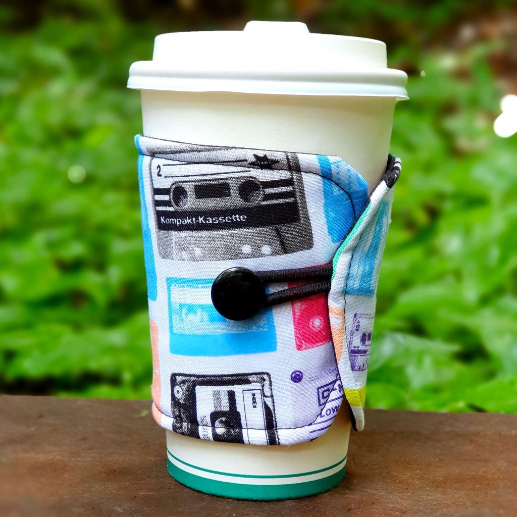 Coffee Cup Cozy/Sleeve - Chickens or Retro Tapes (2 Options)