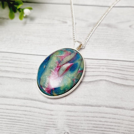 Polymer Clay Metal Bezel Mermaid Necklace