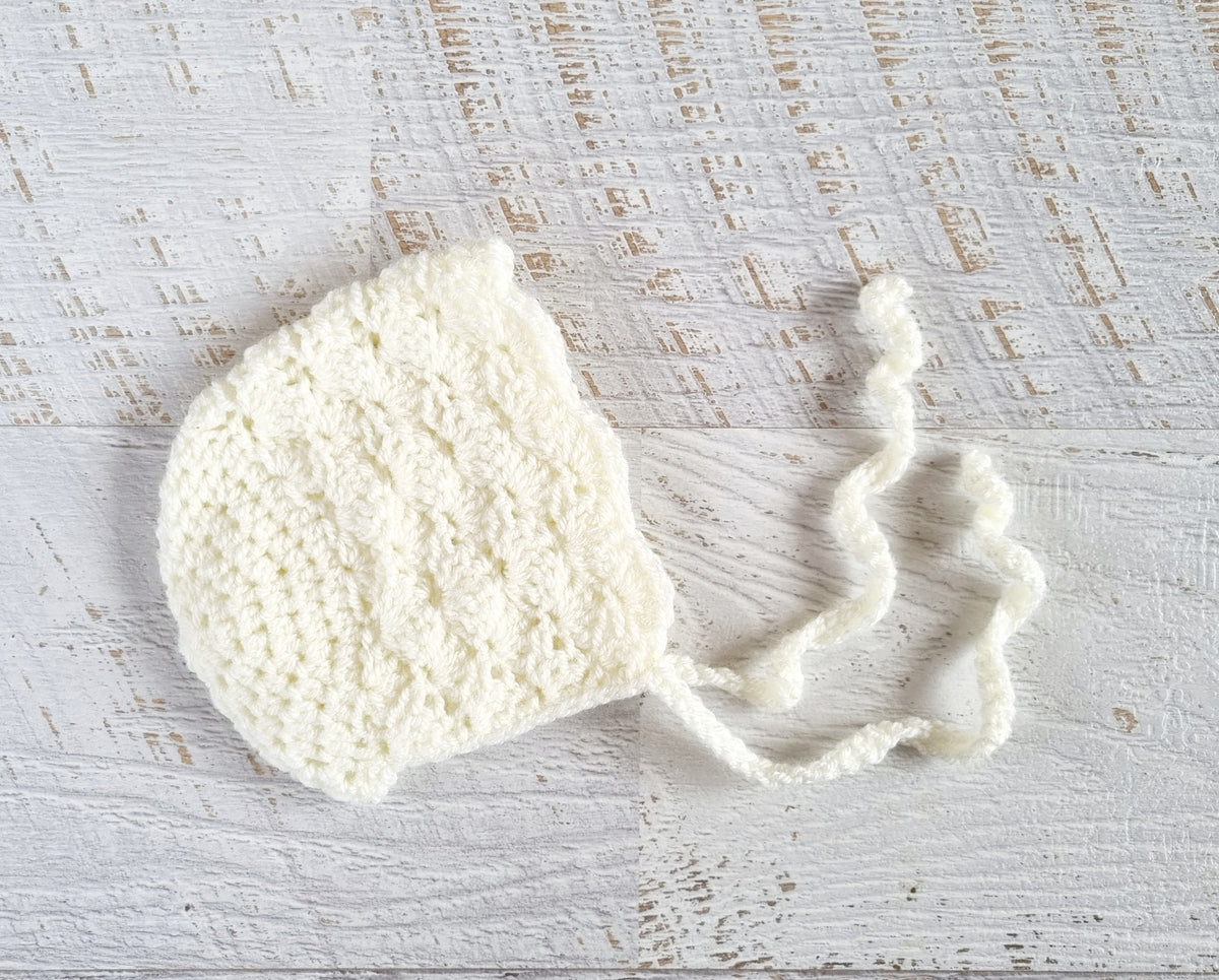 Baby Bonnet | Vintage | Newborn | Handmade | Crochet | Beanie | Hat
