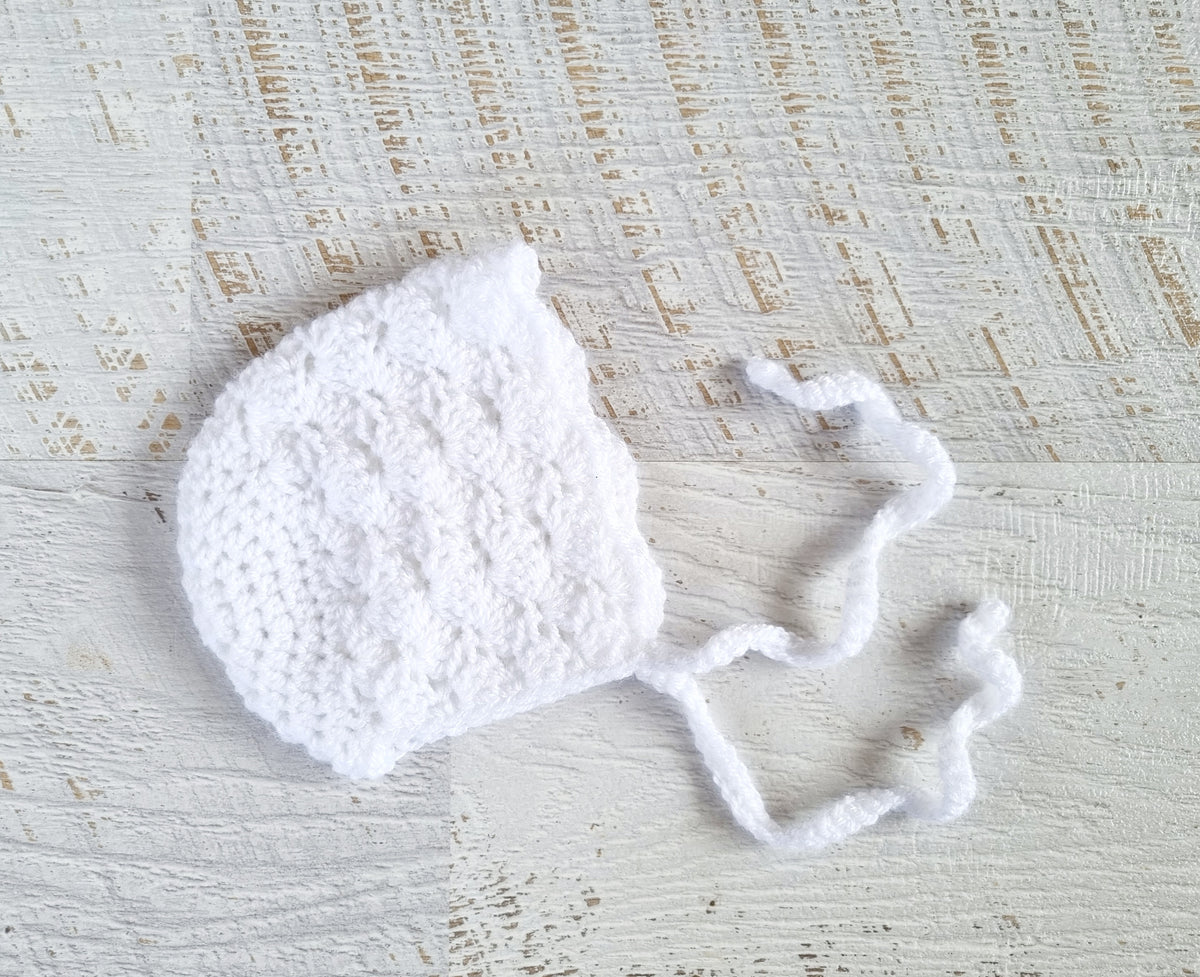 Baby Bonnet | Vintage | Newborn | Handmade | Crochet | Beanie | Hat