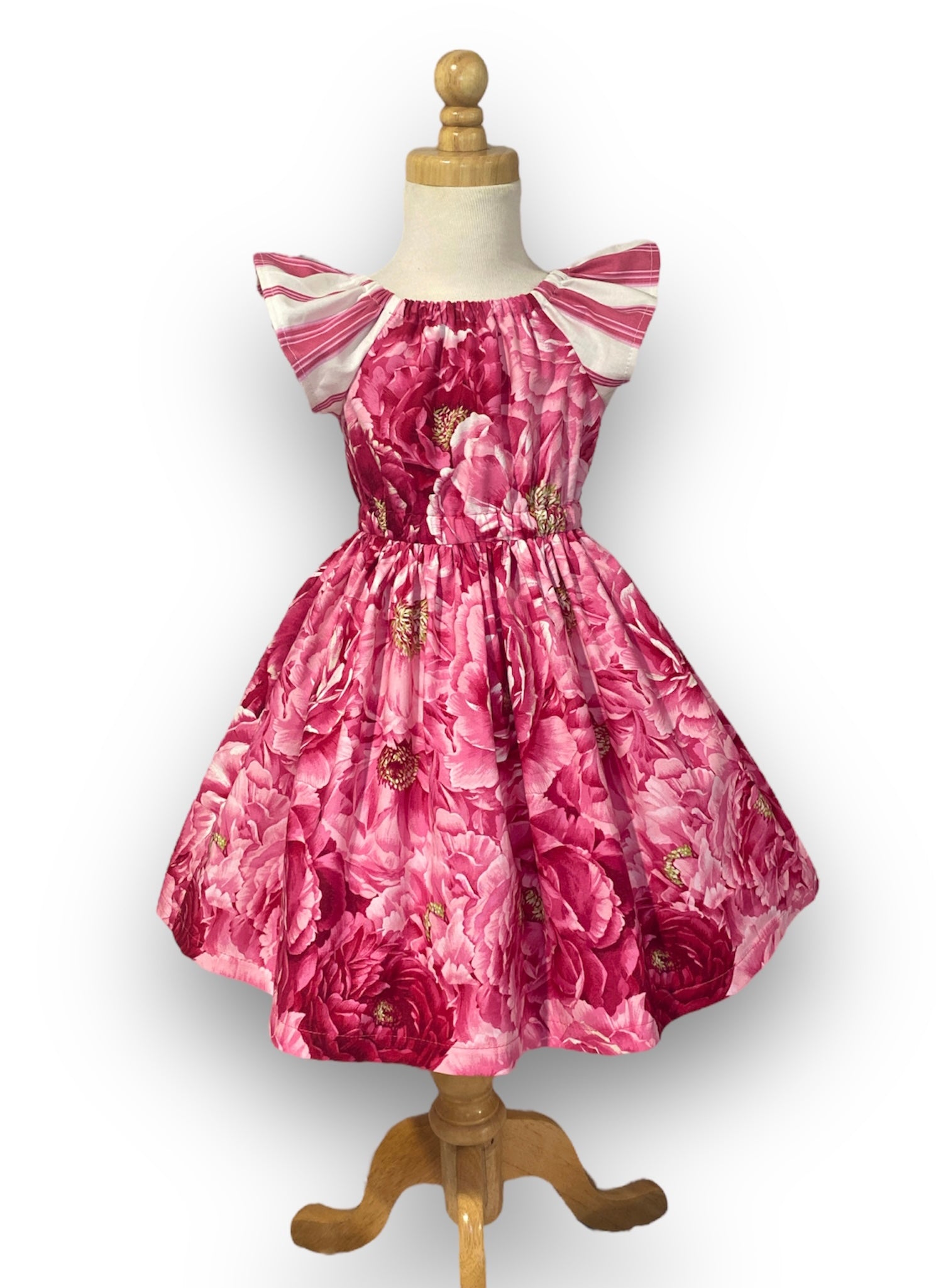 Dark Pink Peonies MATILDA Dress - SIZES 0, 2 & 4