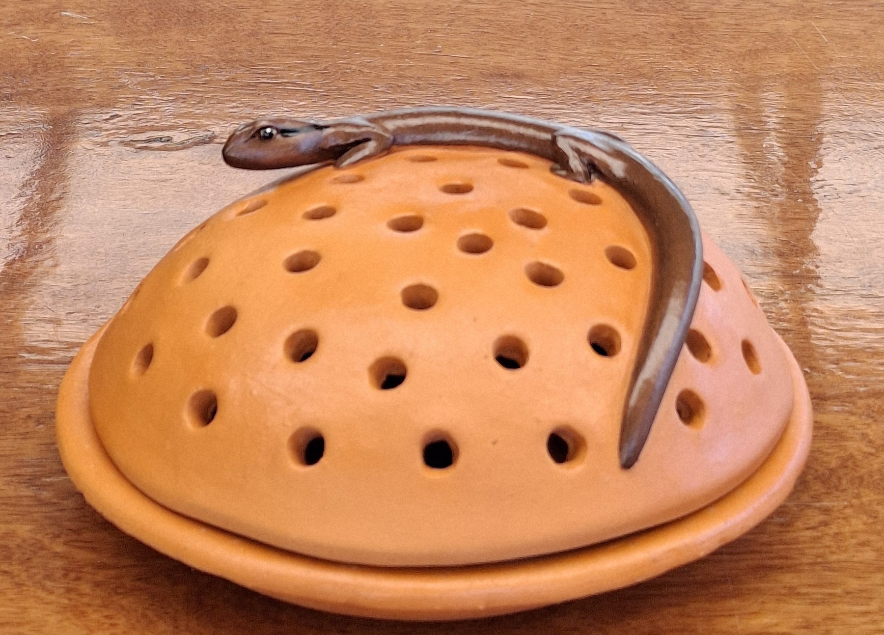Mosquito Coil Holder with built in stand, Bronze Skink Design