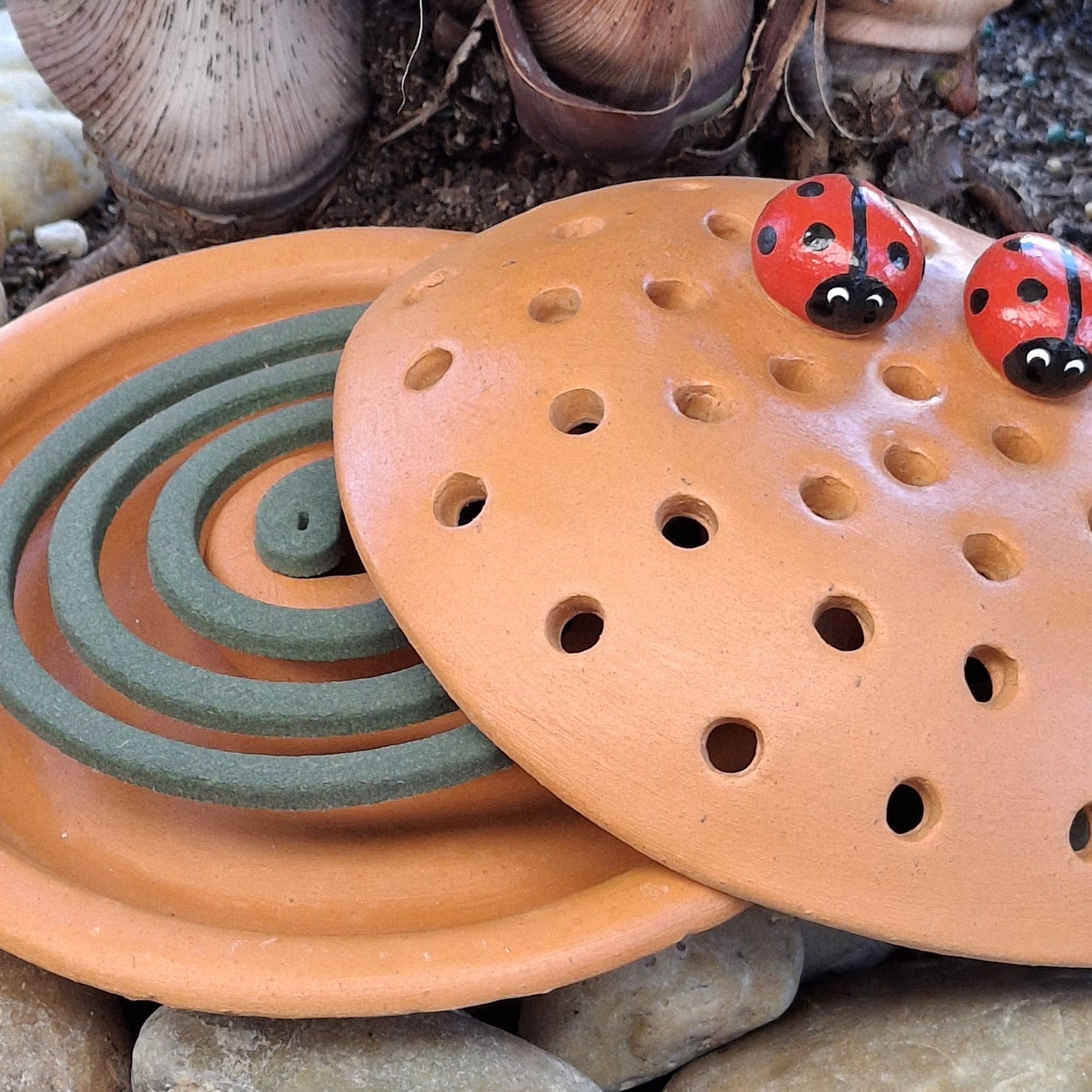 Mosquito Coil Holder with built in stand, Lady bug design