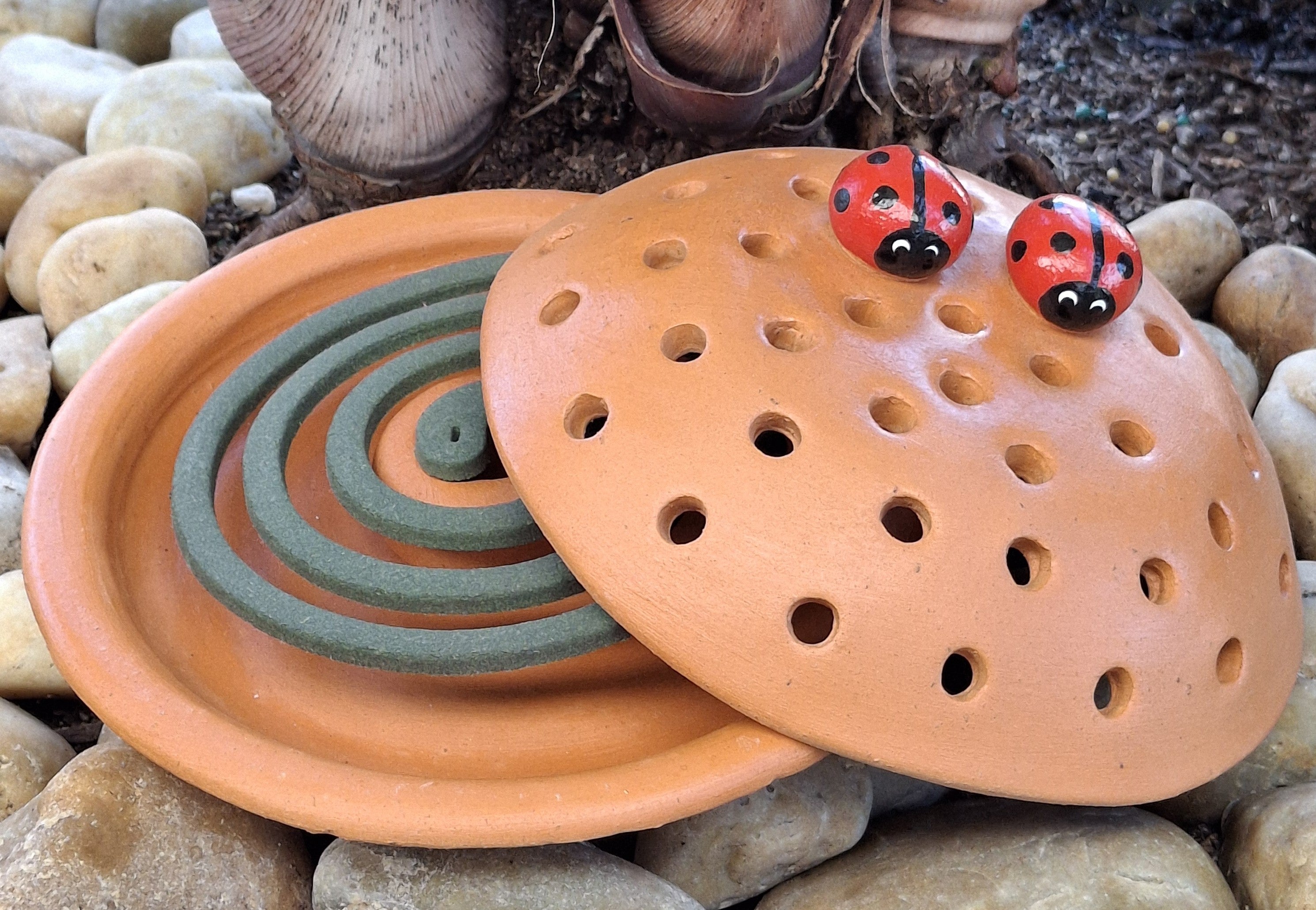Mosquito Coil Holder with built in stand, Lady bug design