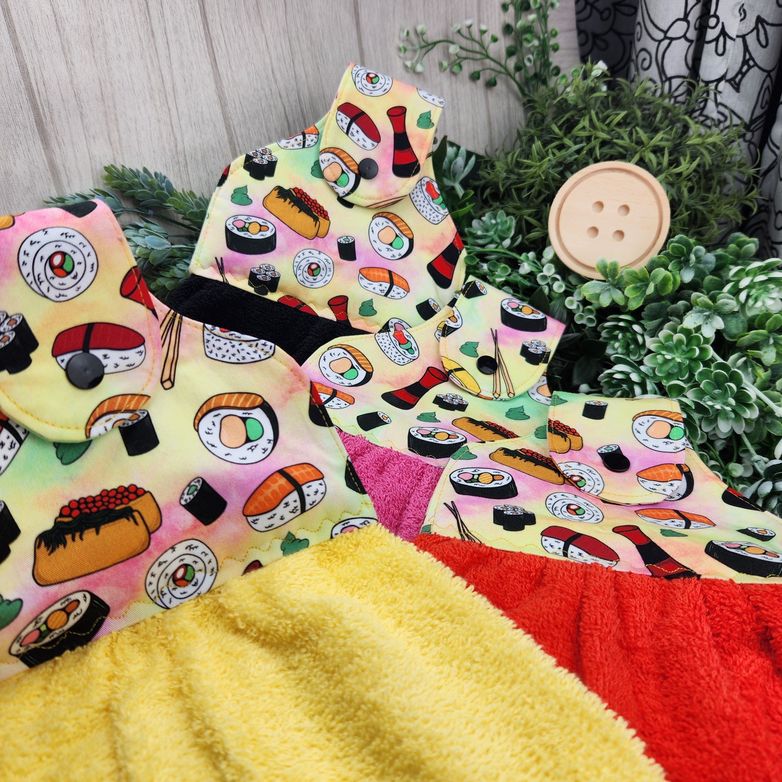 Hand Towel Hanging Sushi and Chips Cotton Fabric Loop