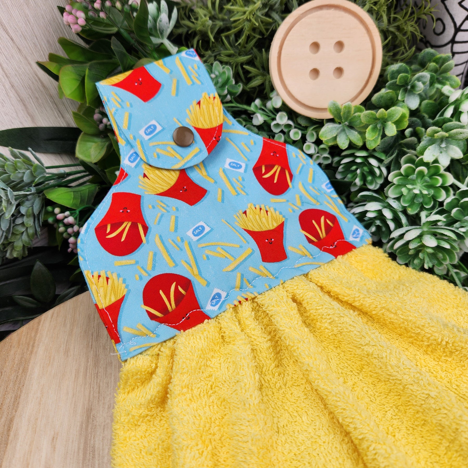 Hand Towel Hanging Sushi and Chips Cotton Fabric Loop