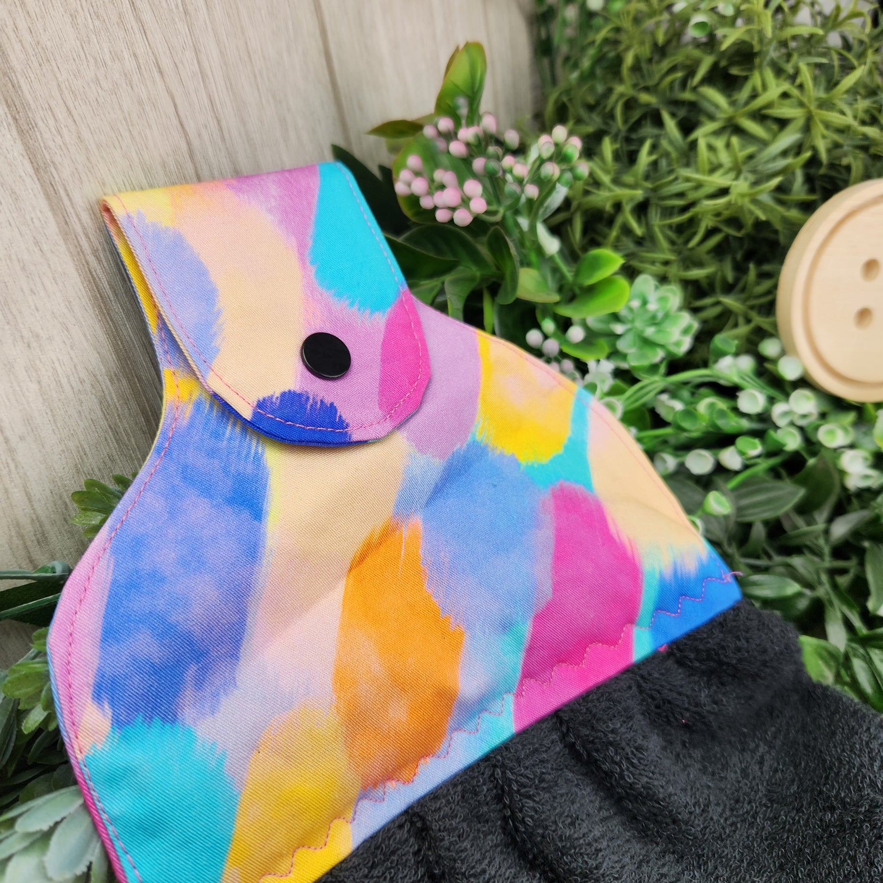 Hand Towel Hanging Painted Rainbows Cotton Fabric Loop