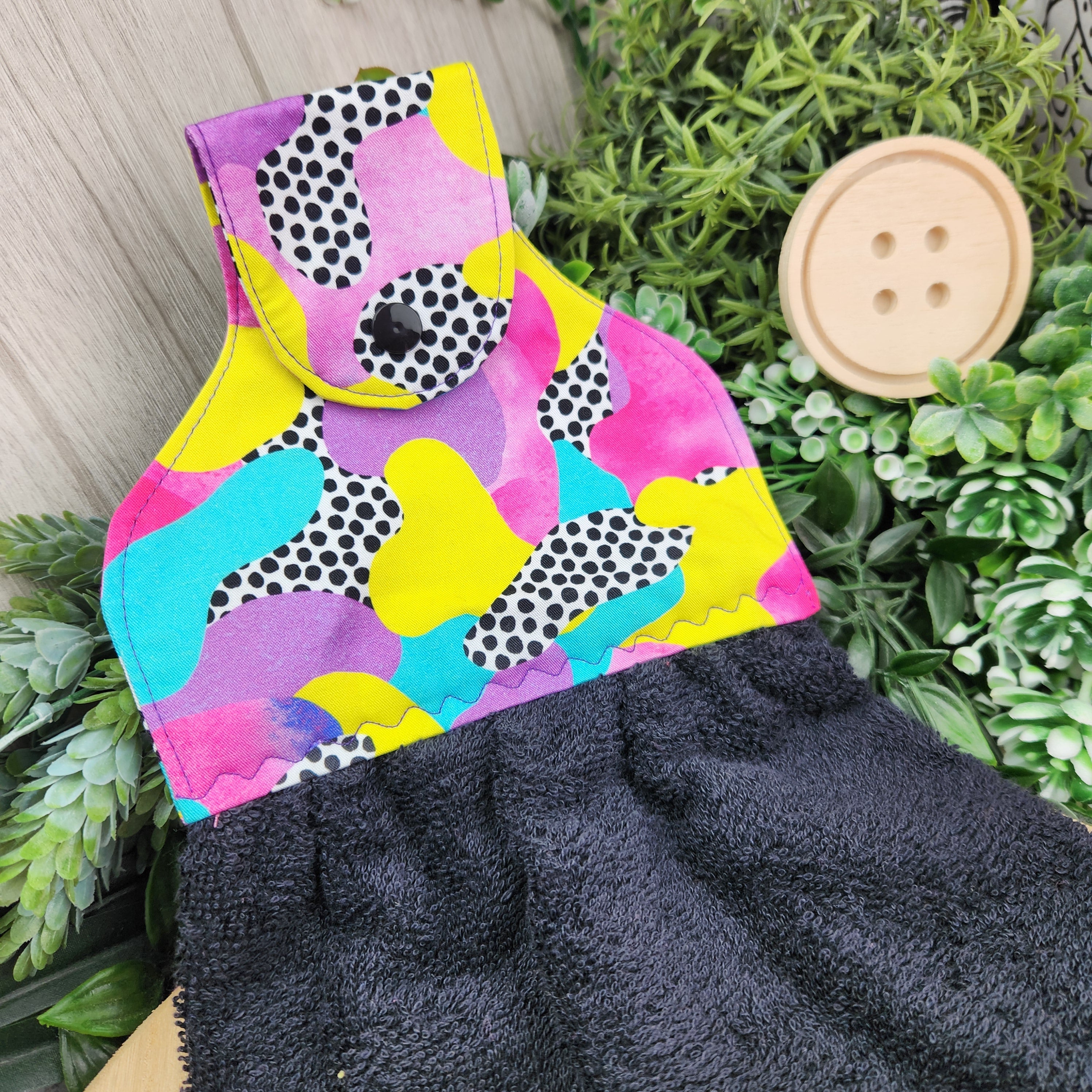 Hand Towel Hanging Painted Rainbows Cotton Fabric Loop