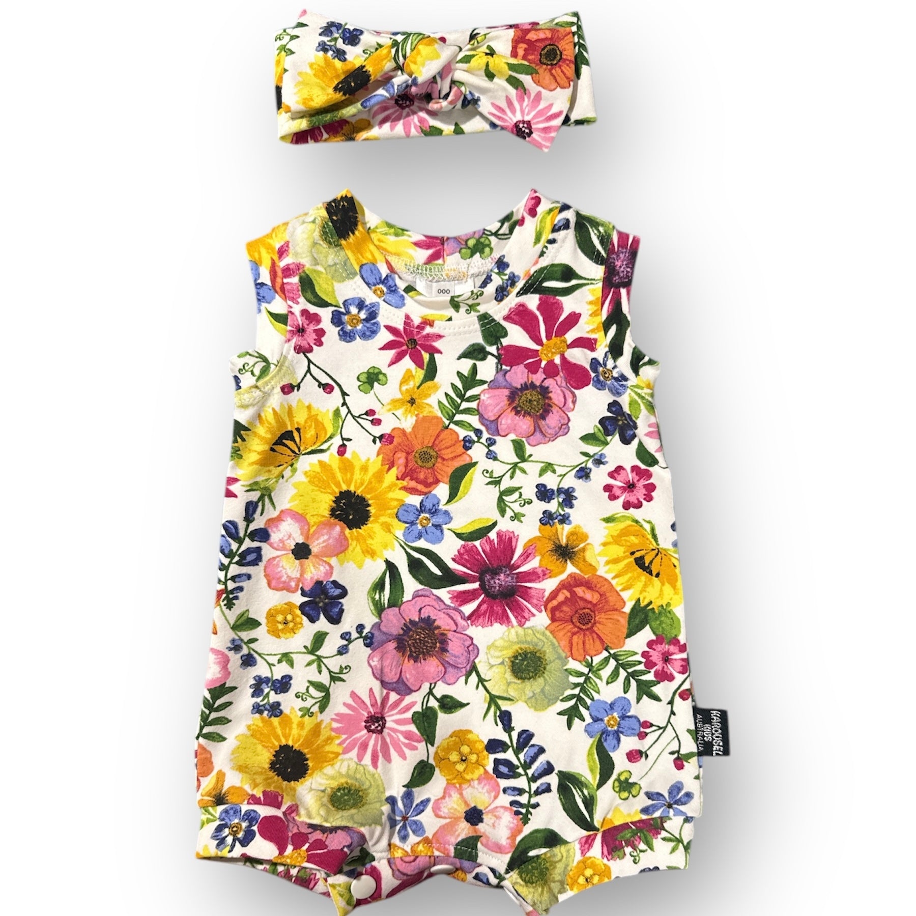 Flowers All Over Organic Cotton Baby Set or Romper