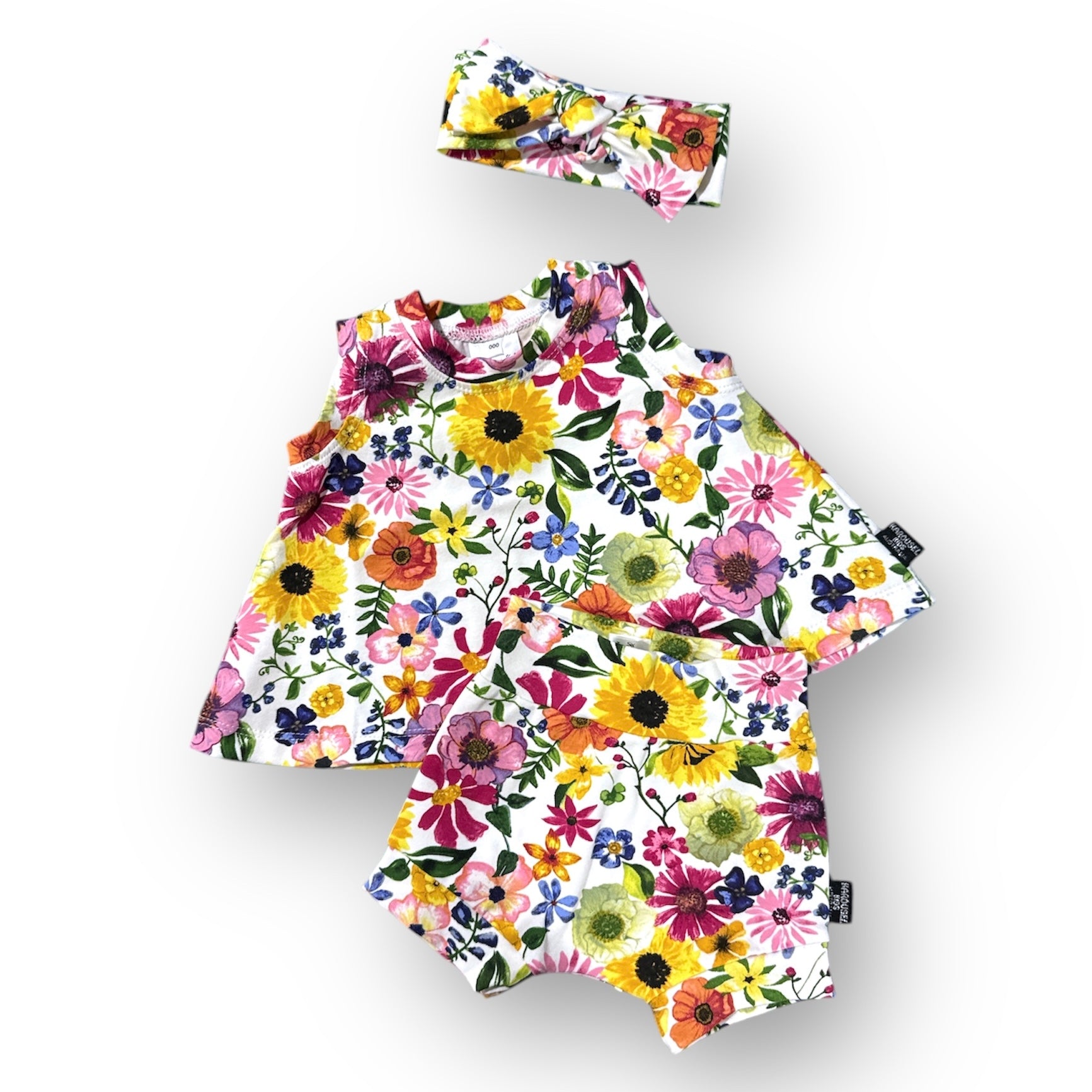 Flowers All Over Organic Cotton Baby Set or Romper