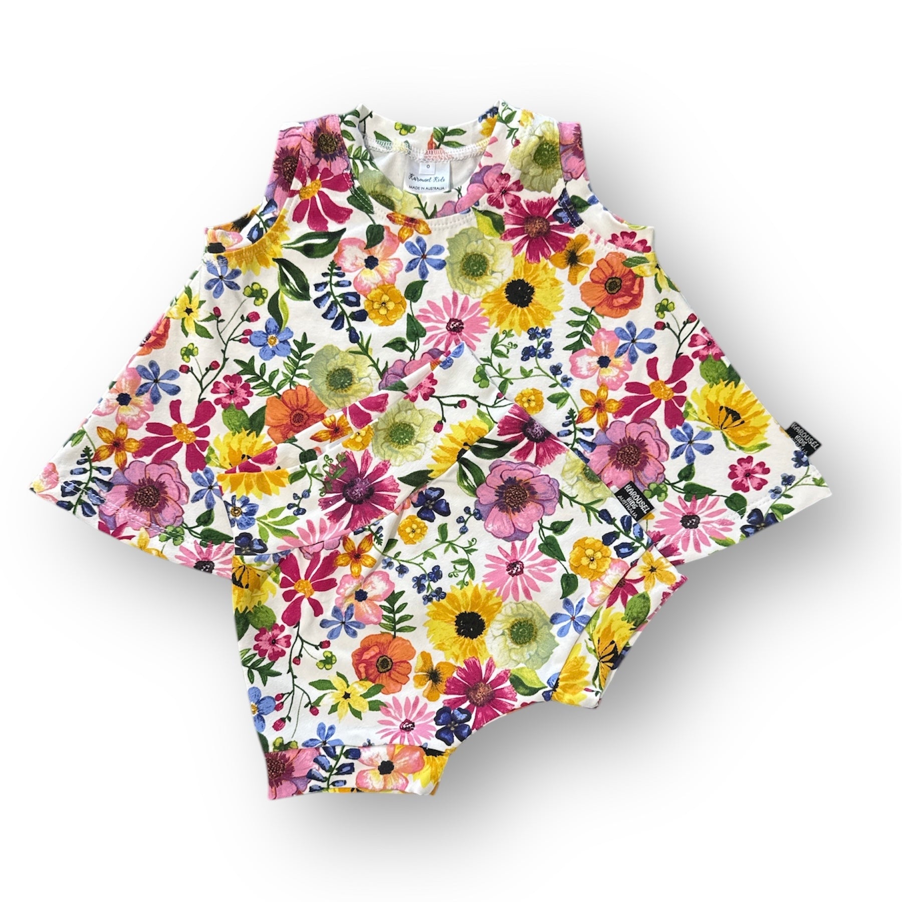 Flowers All Over Organic Cotton Baby Set or Romper