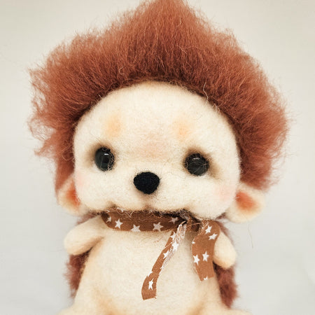 Handmade Felt Hedgehog Toy – Needle Felted Collectible with Star Scarf