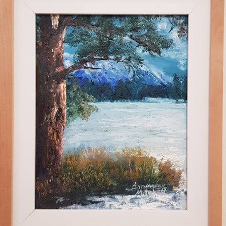 Snowy Wonderland,  Oil Painting, Free Shipping, 27.5 x 33cm Framed