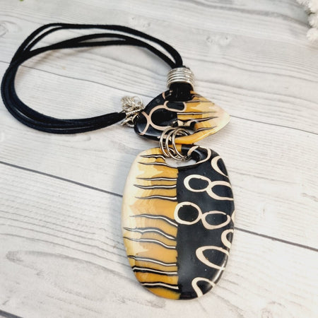 Statement Necklace Handmade From Polymer Clay - Savanna Rhythm