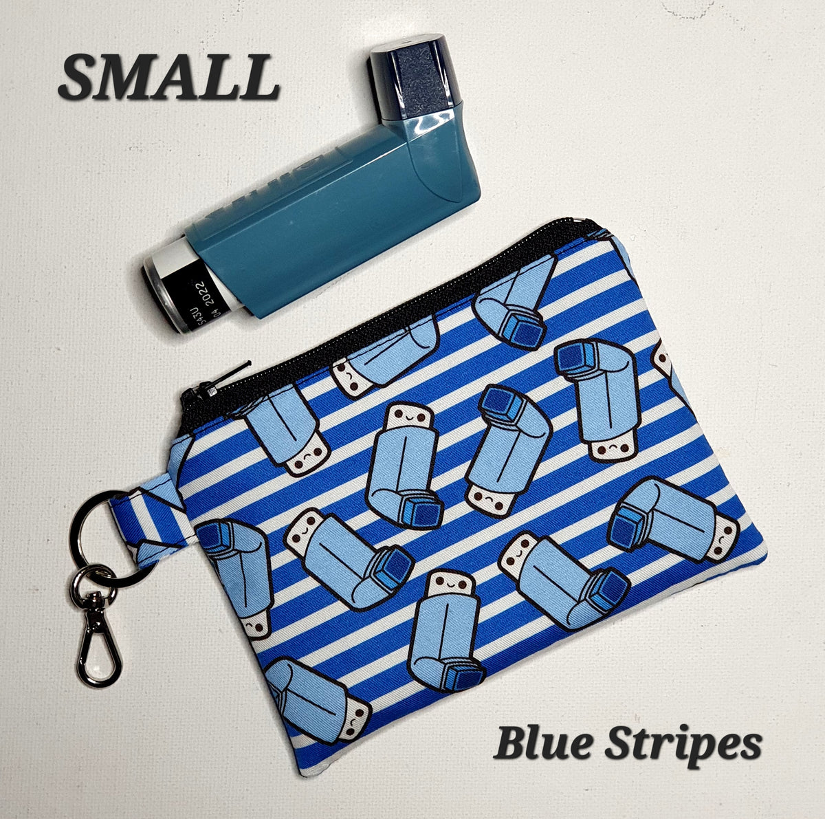 Clip-On Pouches in Various Asthma Puffer Fabrics