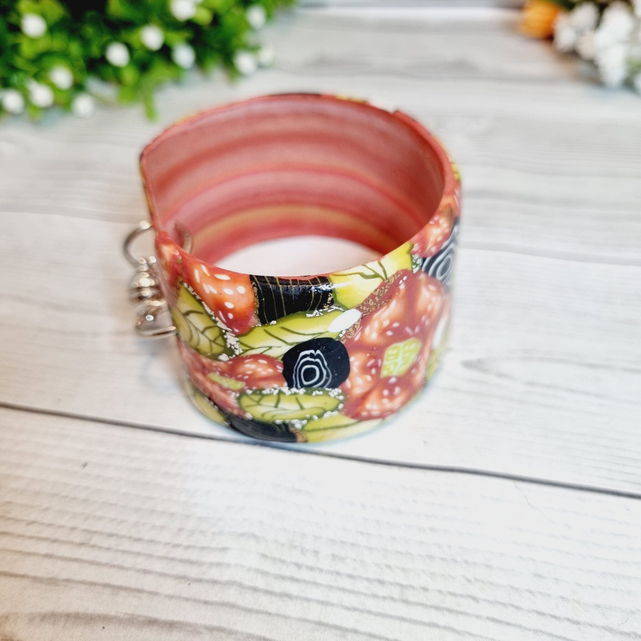 Hand Sculpted Polymer Clay Cuff Bracelet - Nannas Garden