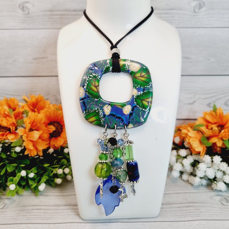 Statement Necklace Handmade From Polymer Clay – Winter Garden