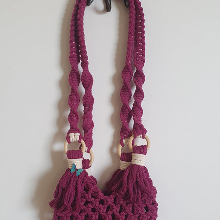 Purple macrame bag