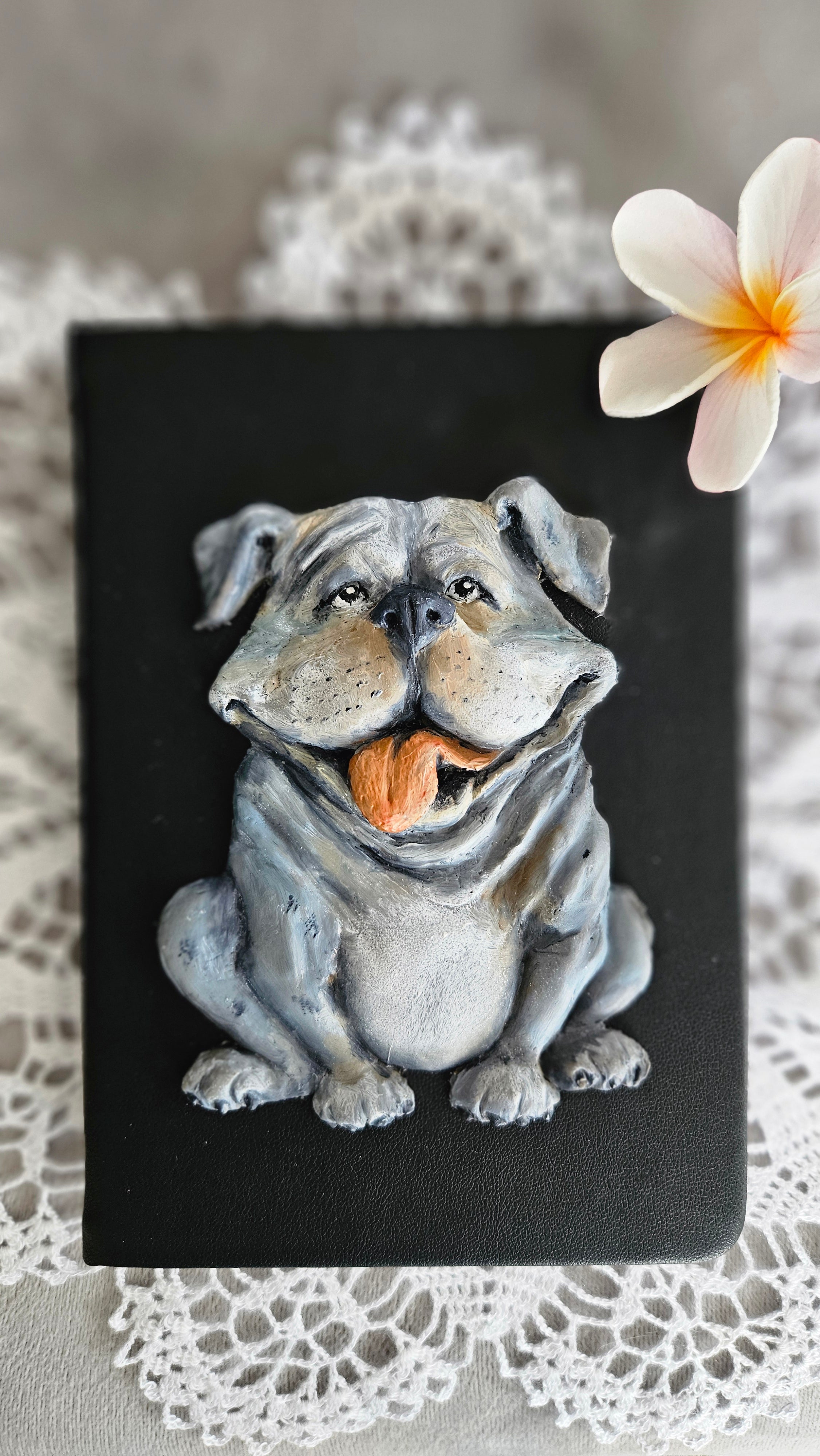 Customised Notebook A6 with handsculpted polymer clay decoration