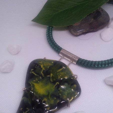 Sterling silver and ceramic pendant