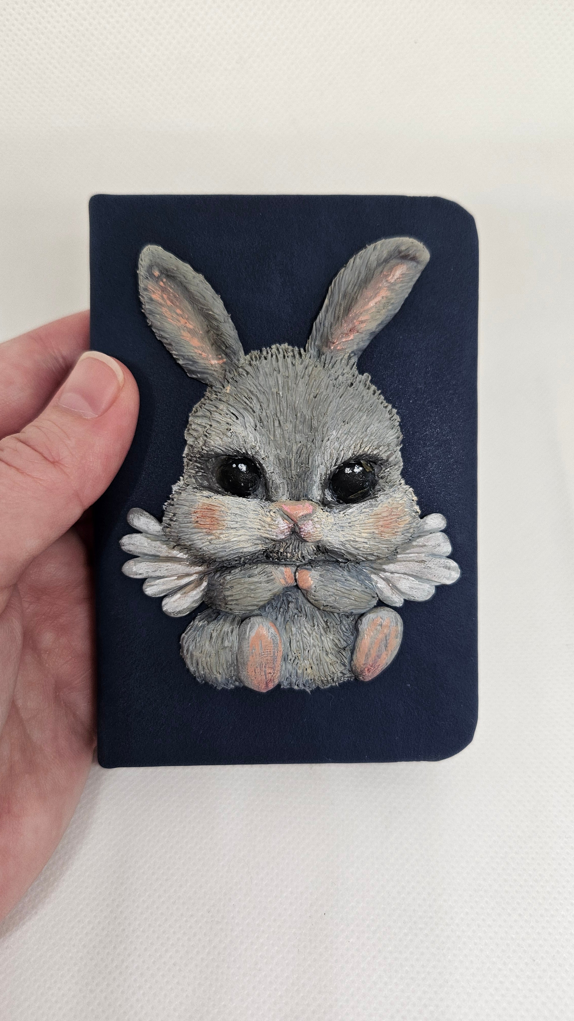 Customised Notebook A7 with handsculpted polymer clay decoration