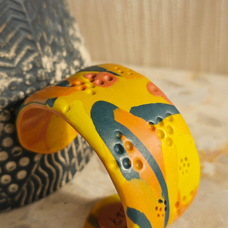 SUNBURST BLOOM - HANDMADE POLYMER CLAY CUFF