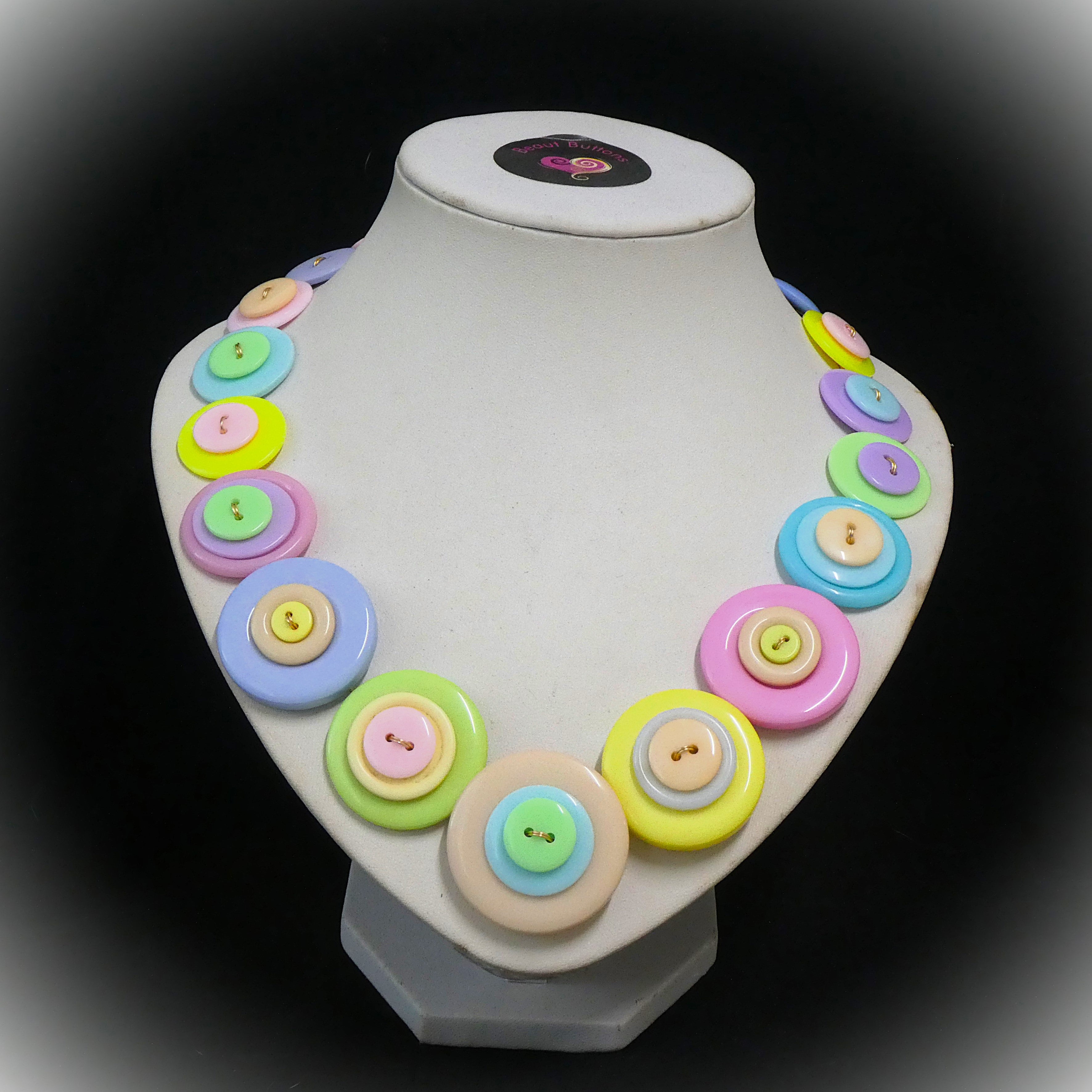 Pastel colours button necklace